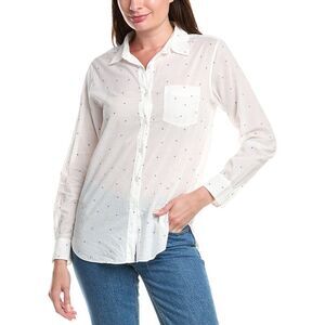 G1 Womens Star Print Airy Lawn Shirt, White